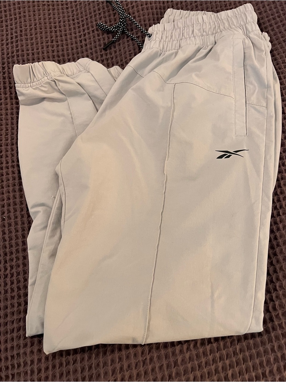 Reebok Beige Drawstring Track Pants with Logo